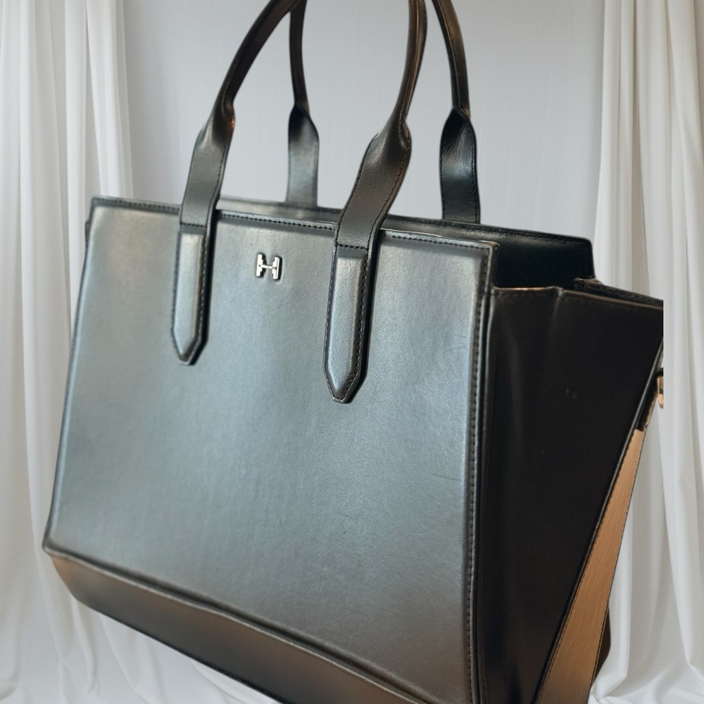 Halston Heritage East West Classic Black Leather Satchel